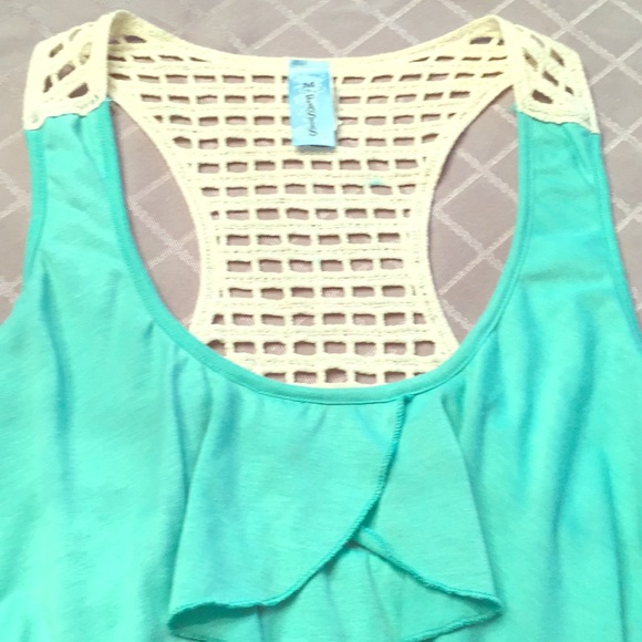 M.FASIS Tops - ☀️ Boutique light teal tank top with ruffles